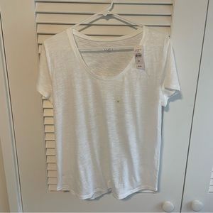 NWT: Loft, size Medium: heather white scoop-neck t-shirt